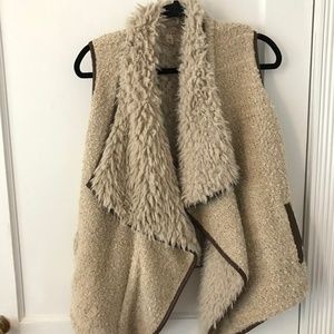 Miami Faux Fur Vest with Faux Leather Trim